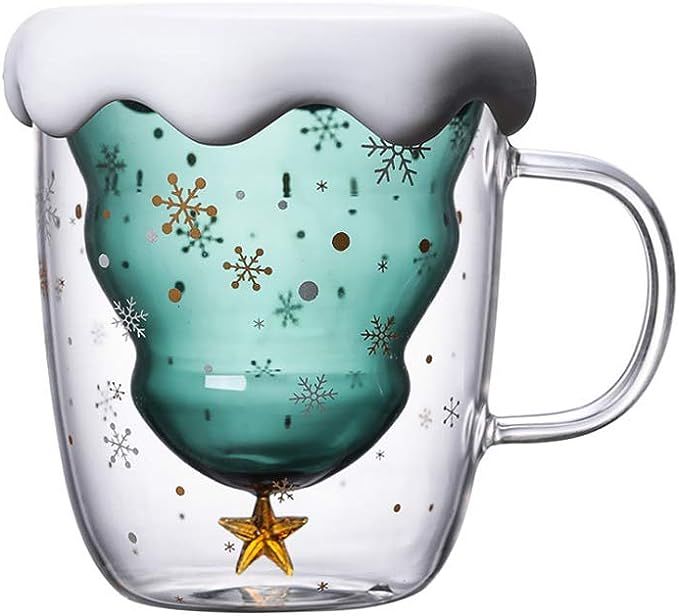 Cute Mugs Christmas Coffee Mug, Tea Cup, Milk Cup Glasses Double Wall Insulated Glasses Espresso ... | Amazon (US)