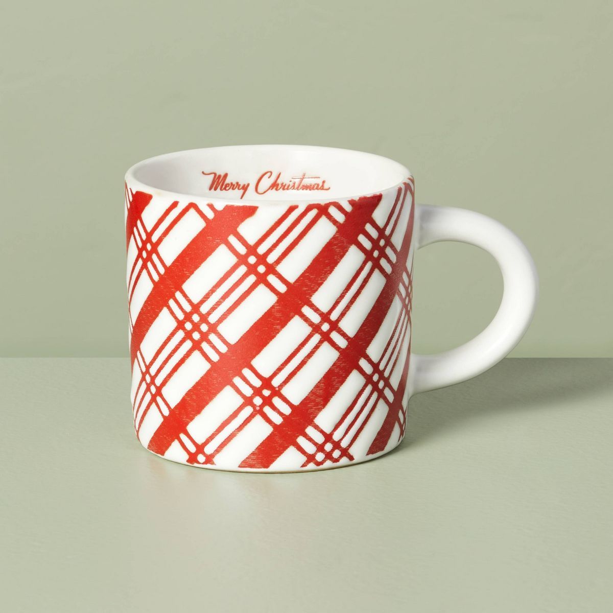 13oz Plaid Stoneware Christmas Mug Red/Cream - Hearth & Hand™ with Magnolia | Target