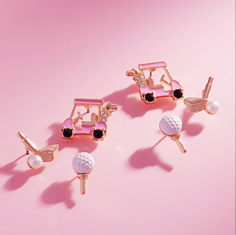 Gold Assorted Mini Golf Cart/ball/club Golf Earring Dainty Mini Golf Earring Cute Golf Earring Mi... | Etsy (US)