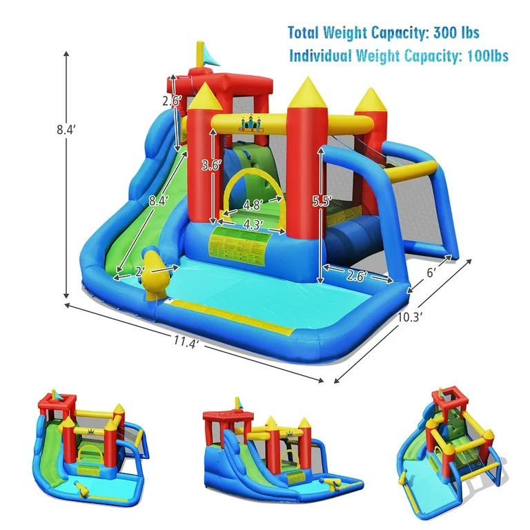 Costway Inflatable Bouncer Water Climb Slide Bounce House Splash Pool w/ Blower | Walmart (US)