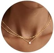 Tewiky Dainty 14k Gold Plated/Silver Cubic Zirconia Necklaces for Women, Simple CZ Jewelry Neckla... | Amazon (US)