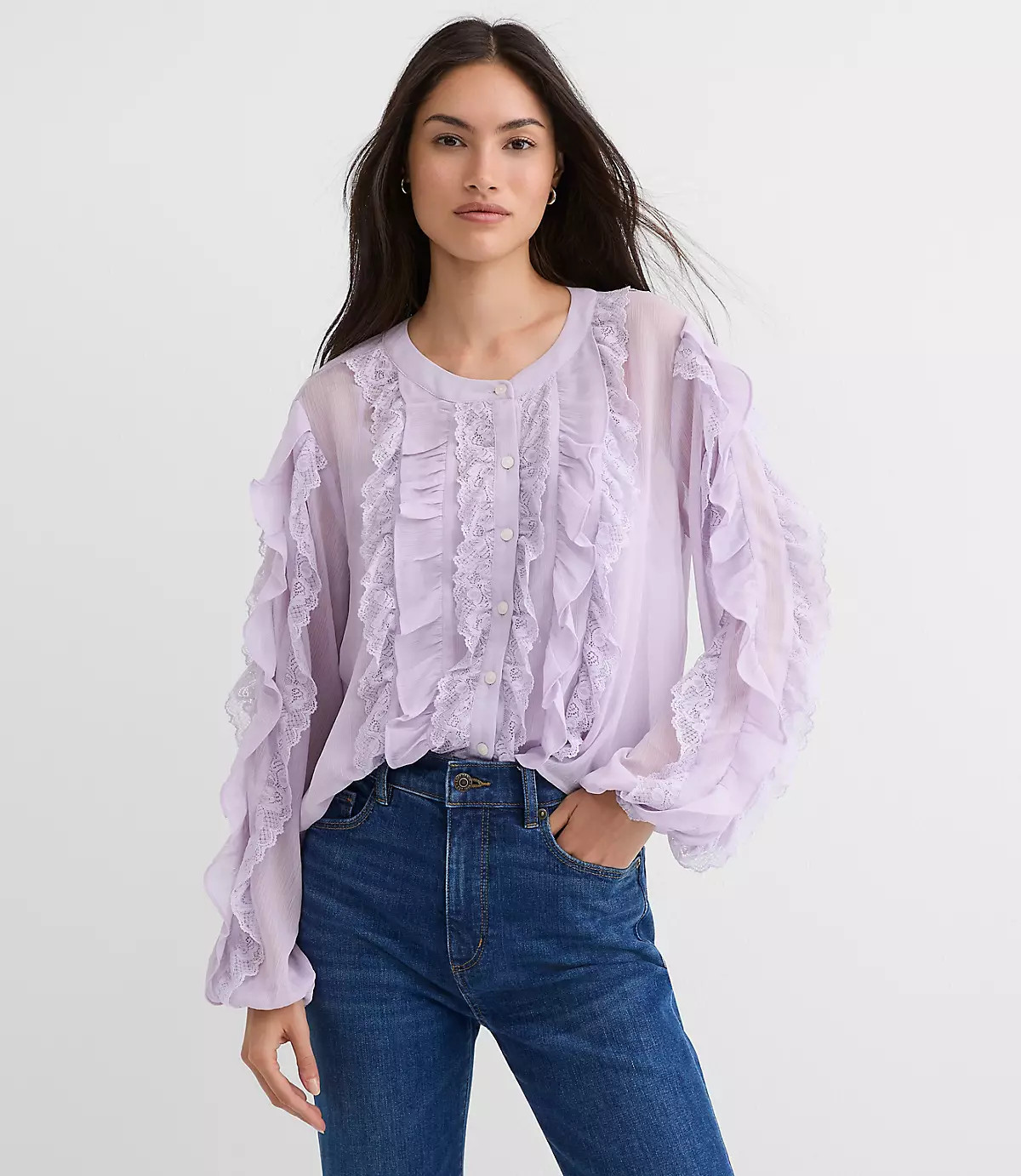Lace Ruffle Blouse | LOFT