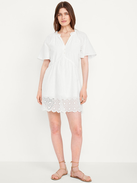 Split-Neck Mini Swing Dress | Old Navy (US)