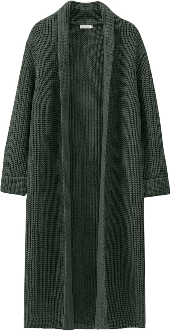 ANRABESS Women Knit Long Cardigan Long Sleeve Open Front Lapel Oversized Sweater Coat 2023 Fall C... | Amazon (US)
