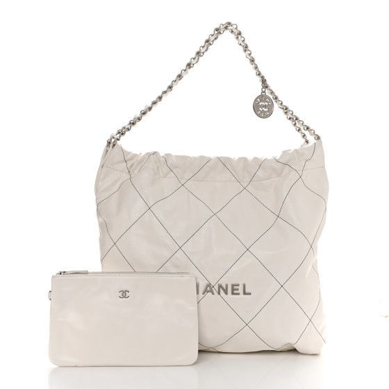 Shiny Calfskin Quilted Chanel 22 White Black | FASHIONPHILE (US)