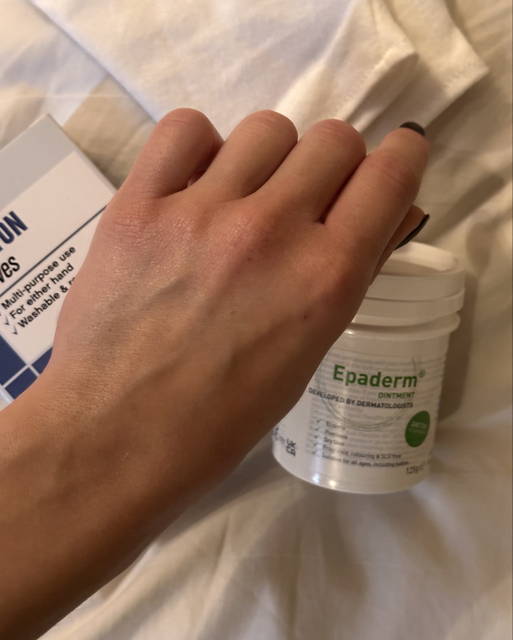 What I’ve used to completely heal my dry cracked hands!! 
Pic 2 - night time routine:
- Apply a thick layer of Epaderm cream then pop on the white cotton gloves and go to sleep, your hands will wake up so soft
Pic 3 - day time routine:
- Regularly applying La Roche-Posay Cicaplast hand cream - the best hand cream I’ve found so far 

#LTKspring #LTKbeauty #LTKuk
