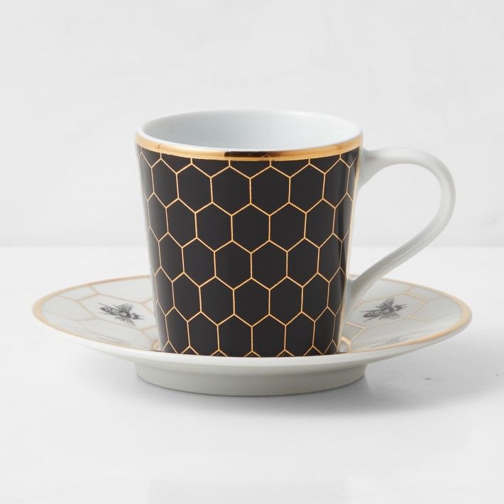 Honeycomb Espresso & Saucers, Set of 4 | Williams-Sonoma