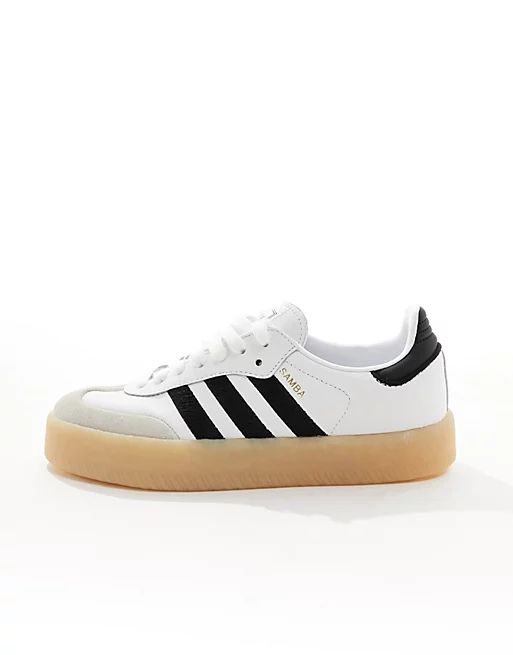 adidas Originals Sambae sneakers with gum sole in white and black | ASOS (Global)