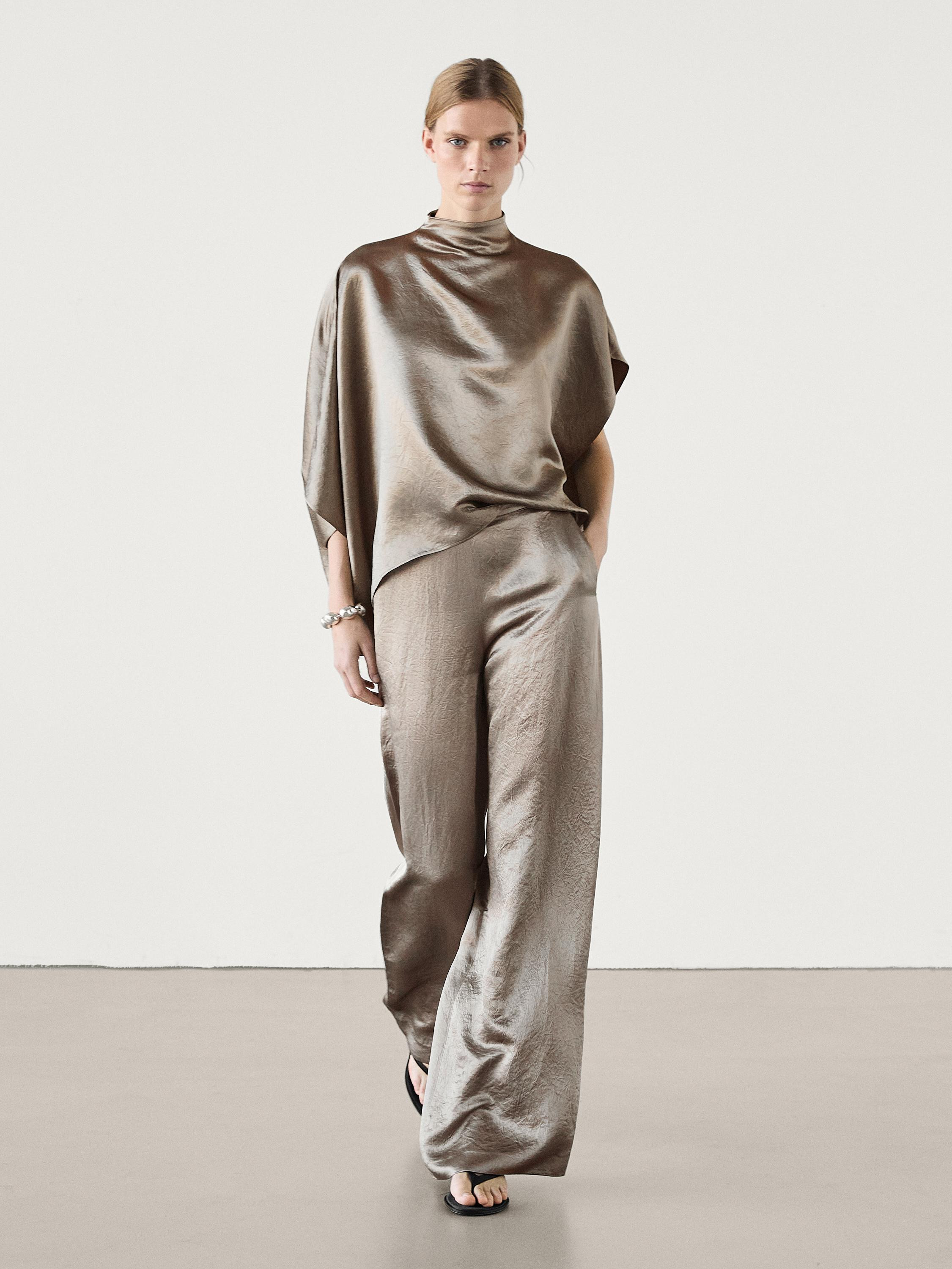 Satin trousers with clean waist | Massimo Dutti UK