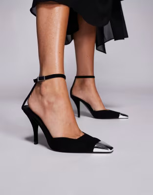 ASOS DESIGN Pride toe cap high heel shoes in black suedette | ASOS | ASOS (Global)