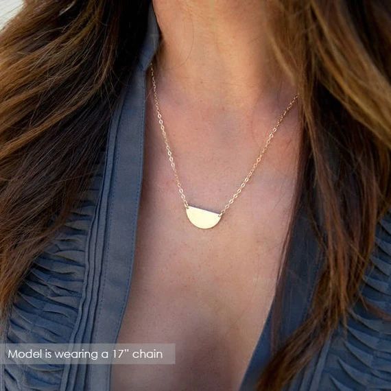 Hammered Half Circle Necklace, Half Moon Necklace, Layering Necklace, Sterling Silver,Gold Fill ,... | Etsy (US)