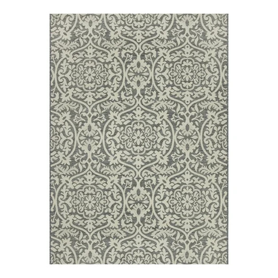 Mainstays 5' x 7' Gray Medallion Outdoor Rug | Walmart (US)
