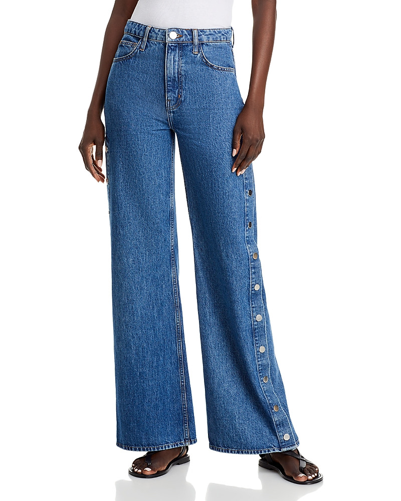 Derek Lam 10 Crosby Nolan High Rise Side Snap Wide Leg Jeans in Canal | Bloomingdale's (US)