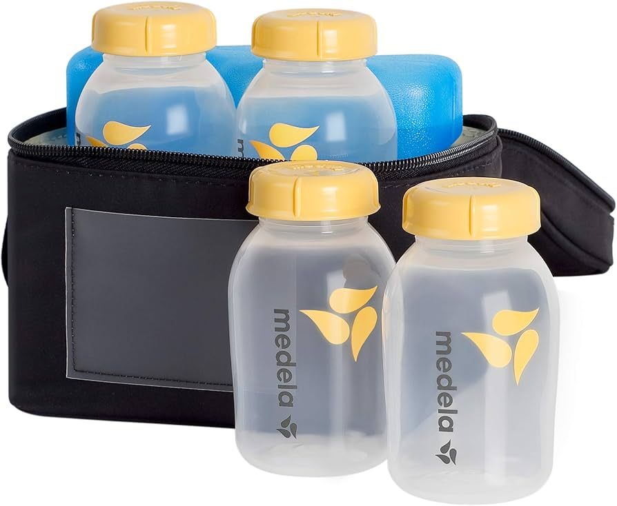 Amazon.com: Medela Breast Milk Storage Cooler Bag with Contoured Ice Pack, 4 Bottles and Lids, Co... | Amazon (US)