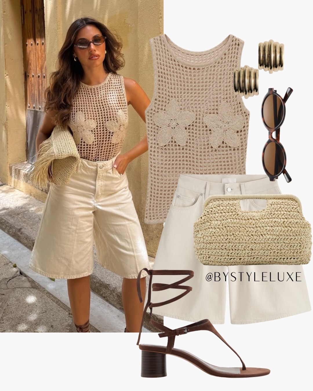 PINTEREST LOOKS - gorgeous summer outfit with heels from the lovely @mariasegarr, so gorg for holiday. Recreate the look with most of the outfit from Mango. 

#summeroutfit #holidayoutfit #shorts

#LTKbag #LTKsummer #LTKshoes