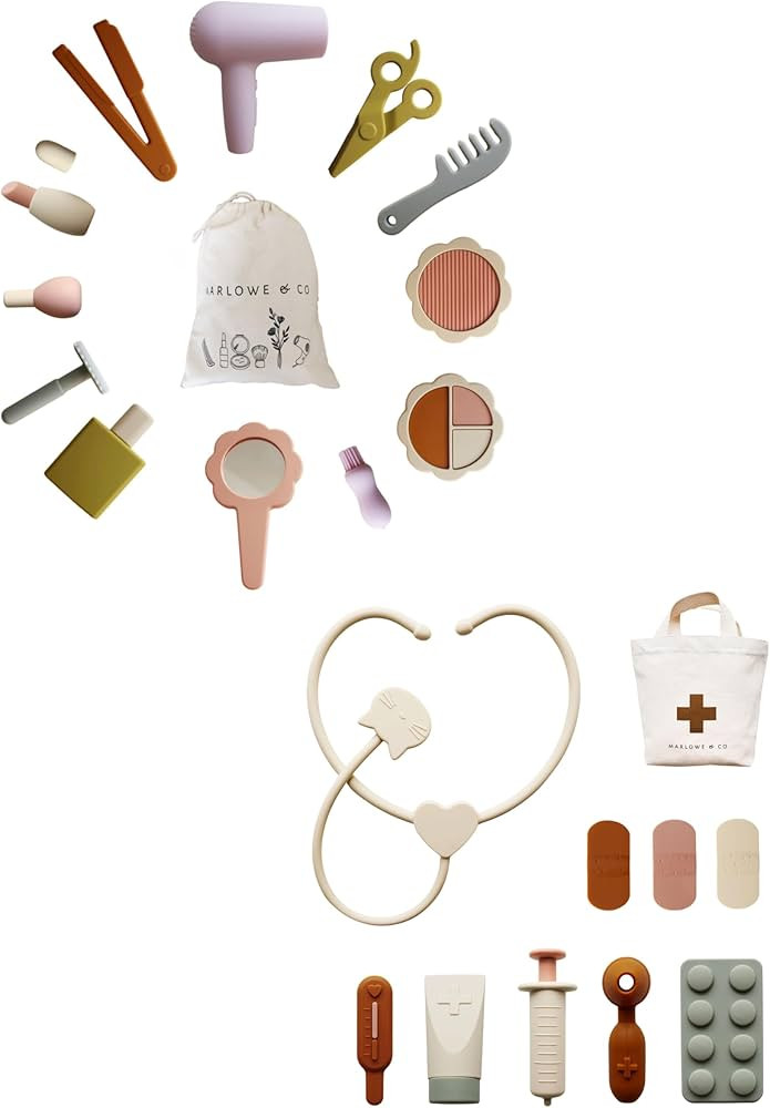 Marlowe & Co Hair and Makeup Playset and Pretend Play Doctor Kit for Children Bundle | Amazon (US)