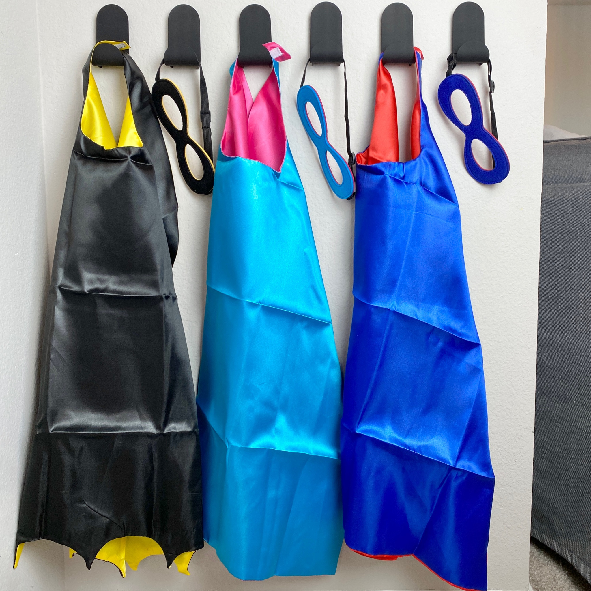 I’ve partnered with Duck Brands to share 3 ways to use wall hooks to organize your playroom. I used 6 EasyMounts Drywall Hooks to organize a fun little nook in our playroom. These hooks include everything you need to install them and are so easy to use! There are endless ways to use these hooks, but here are the 3 ways I would use them in our playroom: 

1. Superhero Capes & Masks
2. Colorful Play Silks
3. Pretend Play Costumes

My boys were so excited to see these fun things hanging at their height for easy access to play with. 

Check out my Reels for a closer look at the project and let me know how you would use the hooks in your home. I’ve linked all of the products shown in my Amazon storefront and in LTK! 

#duckbrand #ducktape #sponsored #tidyupwithduck 

••••••••••••••••••••••••••••

#playroom #playroomideas #playroominspo #playroomorganization #playroomstorage #playroominspiration #organizedplayroom #wallhooks #playsilks #superhero #superheroes #superherocape #playsilk #pretendplay #pretendplaycostumes #costumes #costume #melissaanddoug #etsyfinds #amazonfinds #momlife #boymom #toddlermom #playarea #playrooms #kidsplayroom 

#LTKbaby #LTKkids #LTKfamily