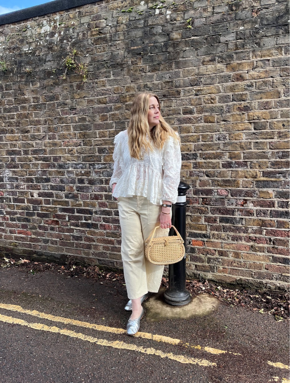 Anthropologie, Spring Style, New in Season, Outfit Inspiration, Silver Leather Ballet Pumps, Picnic Clutch Bag, Lace Blouse, Barrel Trousers 

#LTKSeasonal #LTKeurope #LTKstyletip