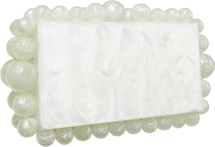 URAWOW Women's Acrylic Evening Beads Graceful Shoulder Satchel Marble Clutch Purses Wedding Party... | Amazon (US)