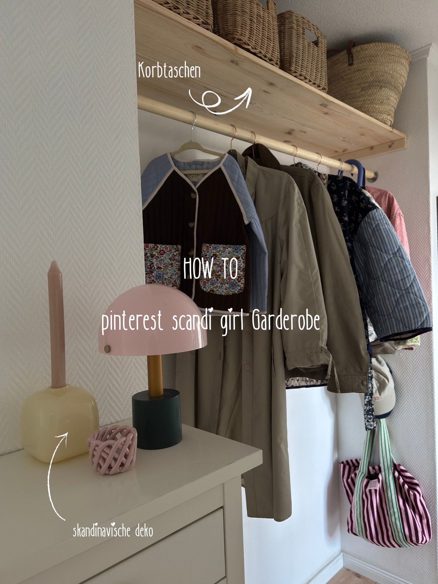 How to scandi home 🍓🌸🌞🫐 scandi girl Garderobe. Mit allem was dazugehört: Körbe, Netztaschen, bunte Blümchenmuster und schlichte skandinavische Linien.

#scandiaesthetic #scandigirl #homedecor #homemakeover #schweden #pinterestaesthetıc #homedecor #hygge