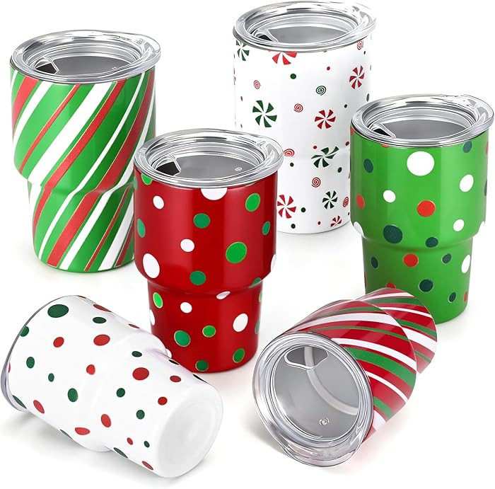 NatuBeau 6 Pcs Christmas Gift Set, Mini Shot Glasses with Christmas Stocking, Lids, and Straws, 3... | Amazon (US)
