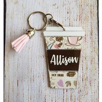 Coffee Keychain | Coffee Lovers Personalized Keychain Gift For Her Custom | Etsy (US)