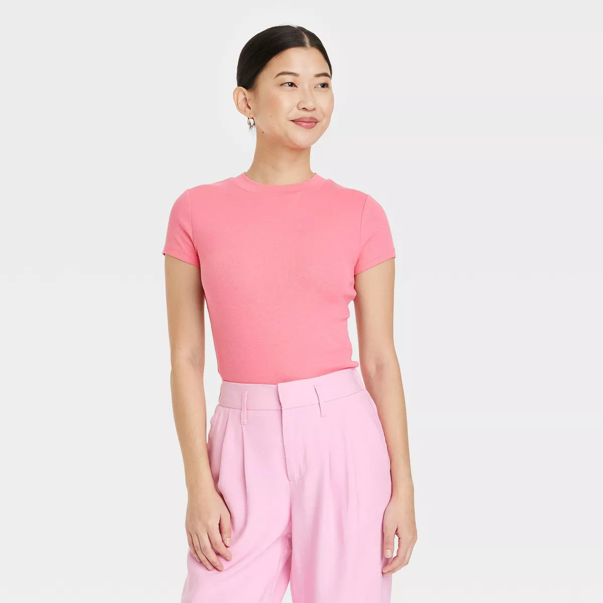 Women's Slim Fit Short Sleeve Ribbed T-Shirt - A New Day™ | Target