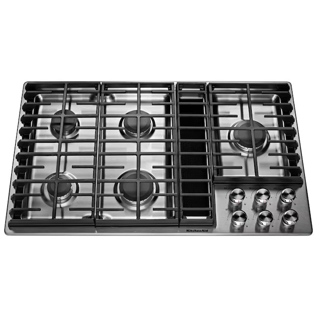 KitchenAid 36-in 5 Burners Stainless Steel Gas Cooktop with Downdraft Exhaust | Lowe's