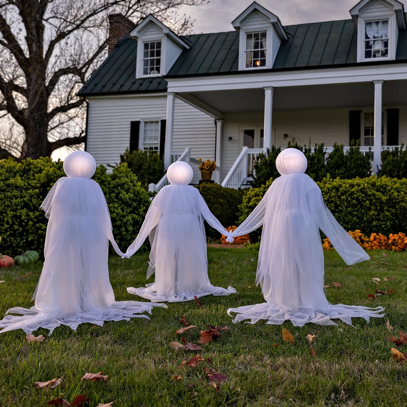 Lighted Halloween Phantom Ghost Stakes, 3 Piece Collection (Set of 3) | Wayfair North America