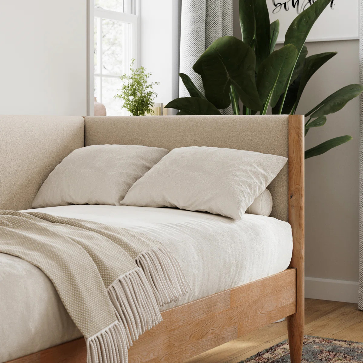 Besan Solid Wood Boucle Upholstered Twin Daybed | Wayfair North America