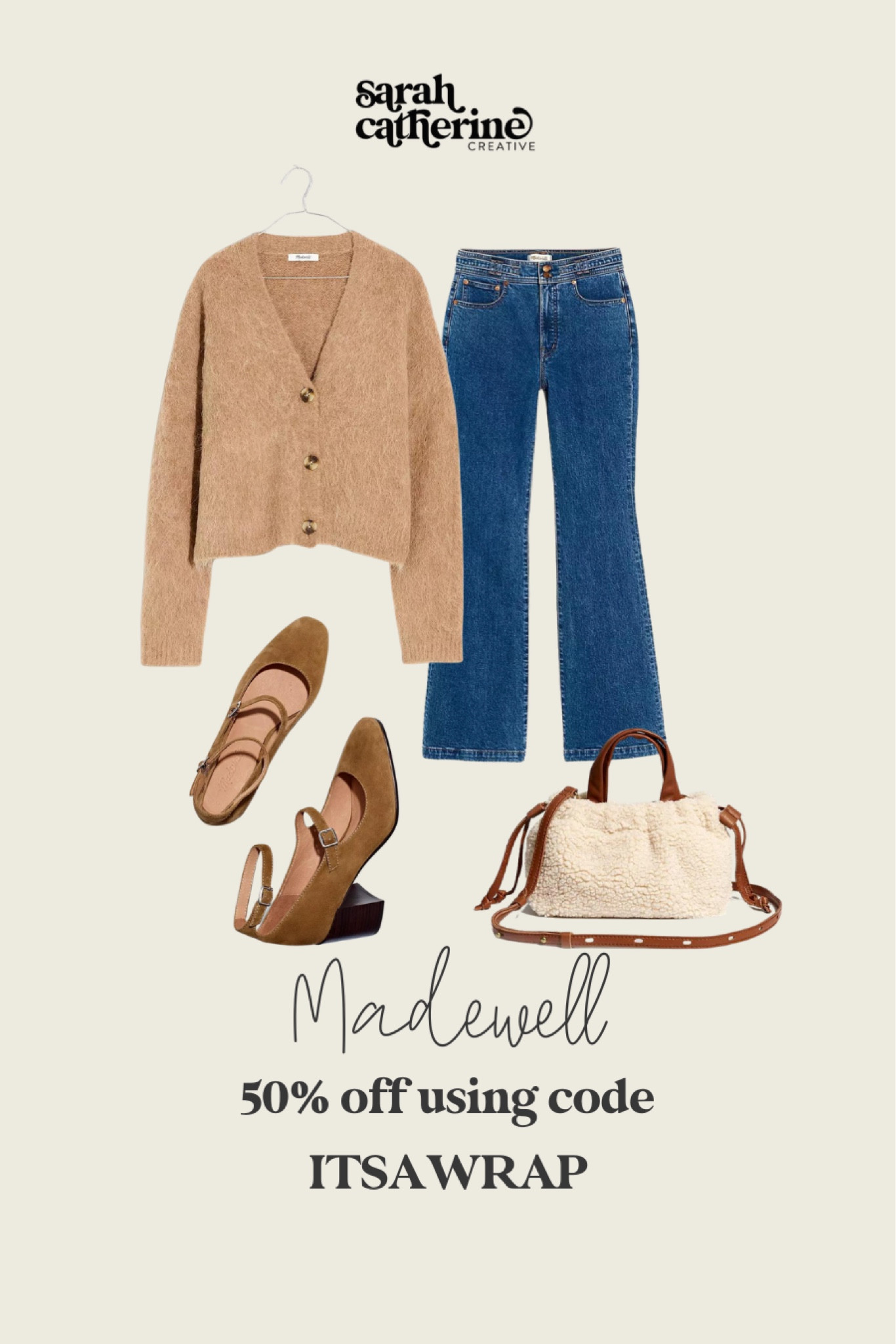 warm winter outfit inspiration | casual party outfit | brown sweater | flare jeans | suede shoes | heels | sherpa bag | cozy outfit | neutral fashion | browns | warm neutral | simple style | winter fashion | winter style | neutrals | white sneakers | madewell | deal alert | coupon code | madewell sale | on sale 

#LTKFind #LTKSeasonal #LTKsalealert