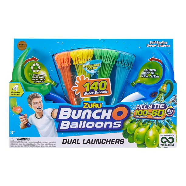 Bunch O Balloons 2 Launchers with 140 Rapid-Filling Self-Sealing Water Balloons by ZURU | Walmart (US)