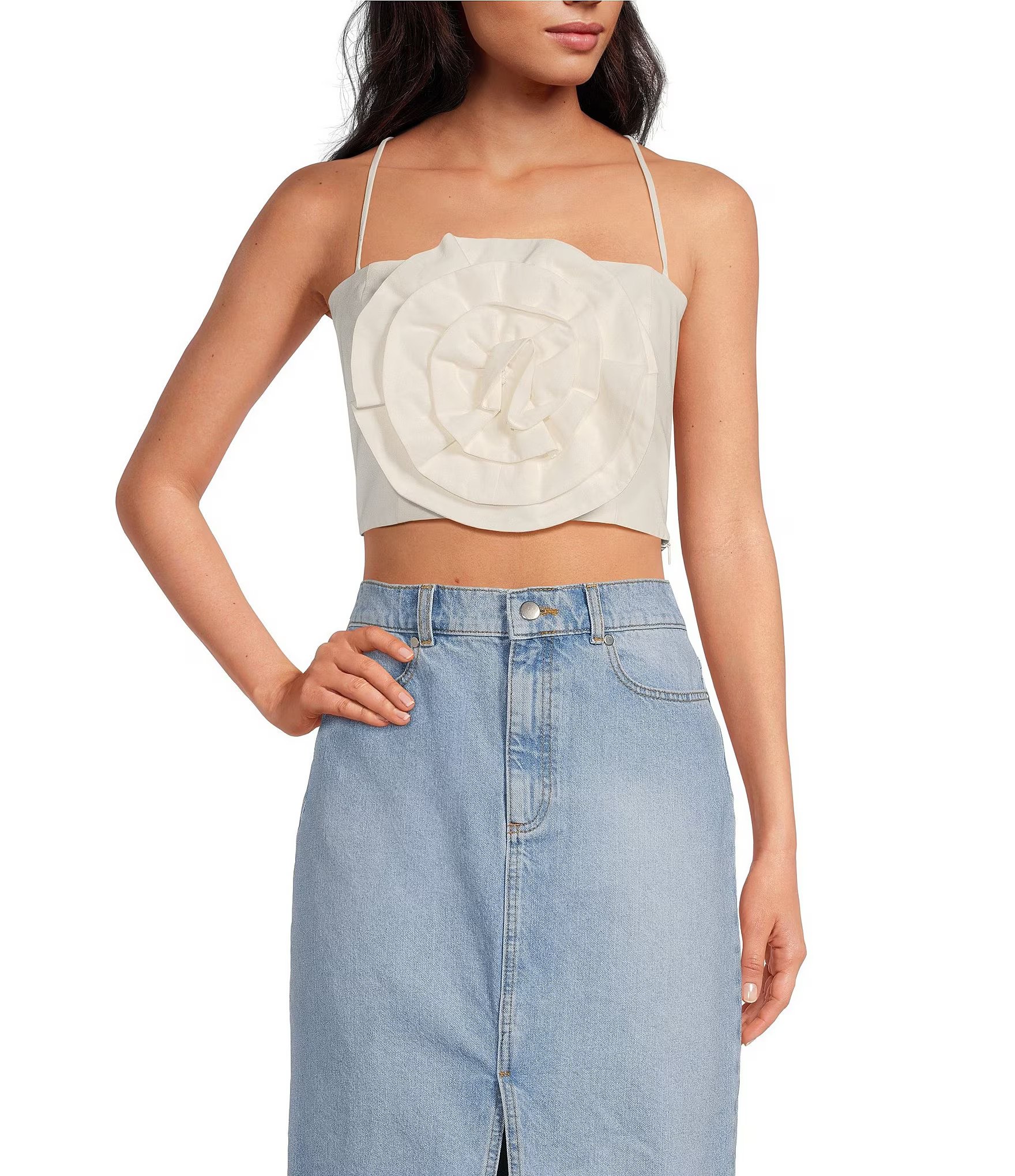 Samantha Cotton Blend Rosette Tank Top | Dillard's