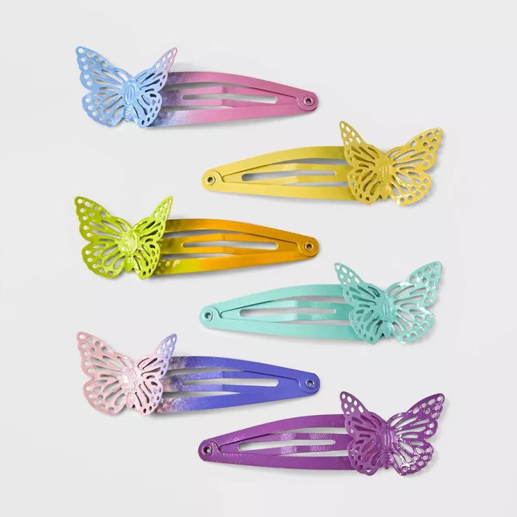 Girls' 6pk Butterfly Snap Clips - Cat & Jack™ | Target