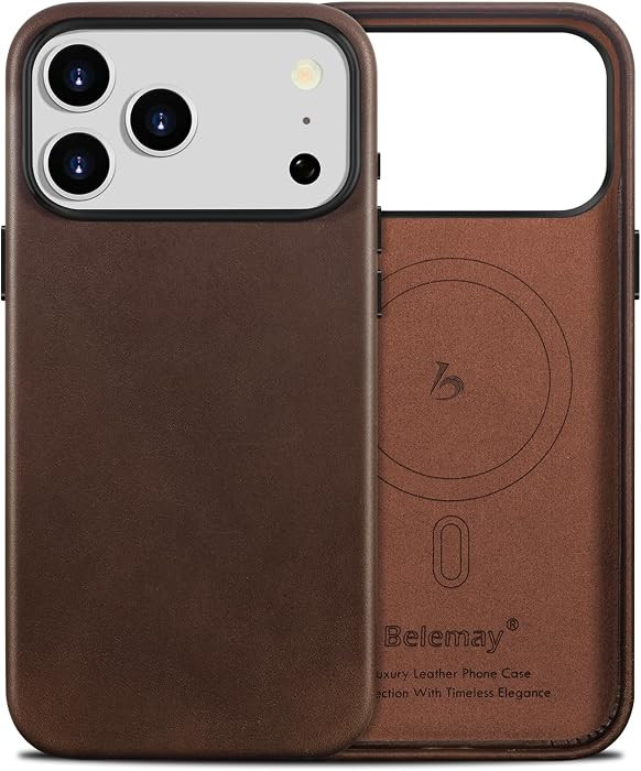 Belemay Handcrafted Full-Grain Vegetable-Tanned Leather Case for iPhone 17 Pro, Compatible with M... | Amazon (US)