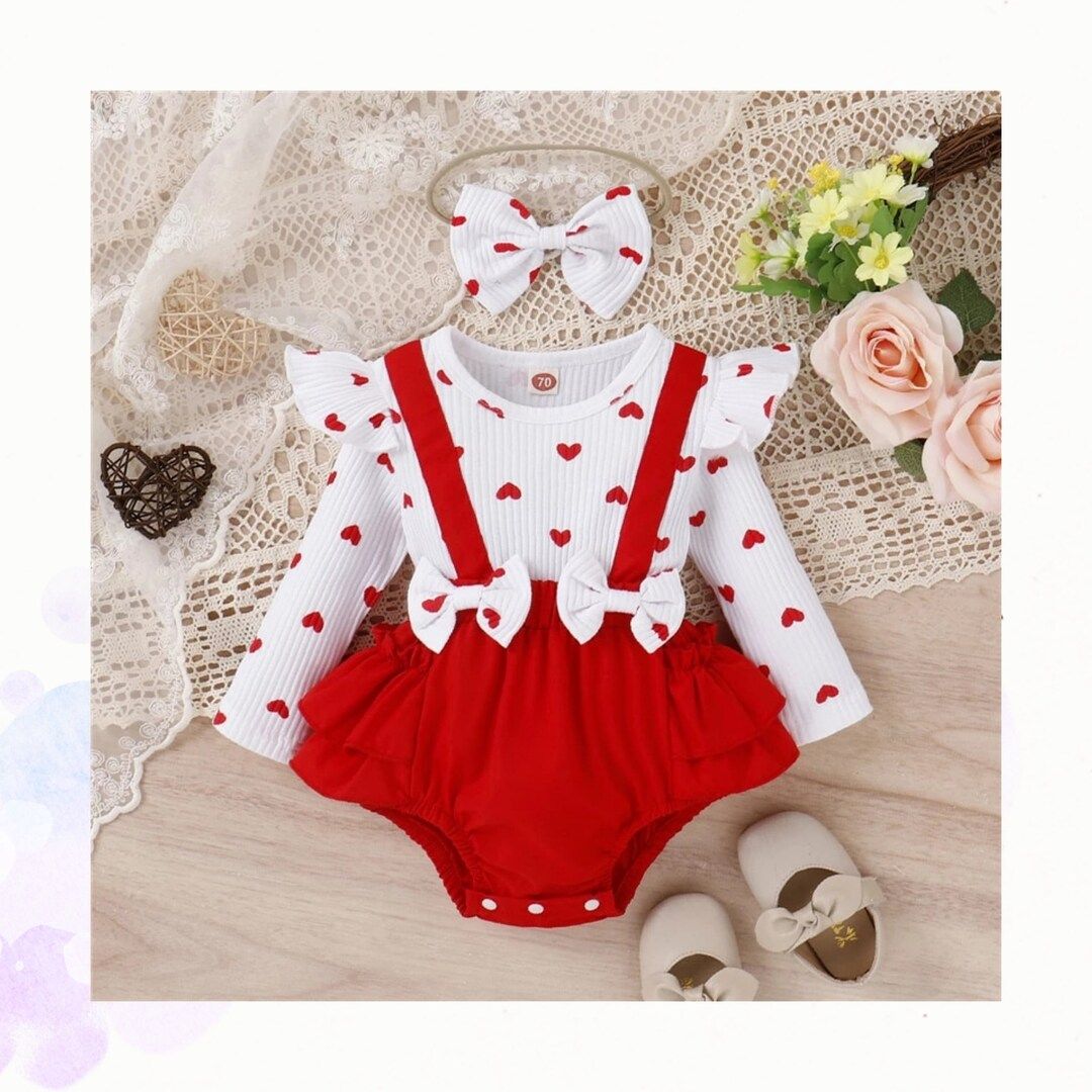 Baby Girl Valentine's Day  Girl Red Romper Dress  Baby - Etsy | Etsy (US)
