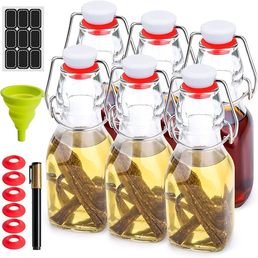 WILLDAN Set of 6-4oz Swing Top Glass Bottles - Flip Top Brewing Bottles For Kombucha, Kefir, Vani... | Amazon (US)