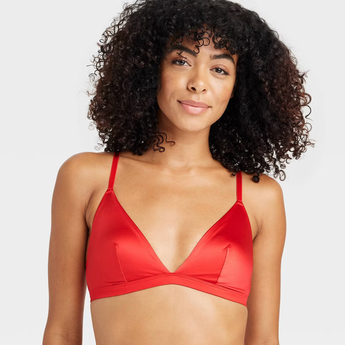Women's Satin Unlined Triangle Bralette - Auden™ Red M | Target