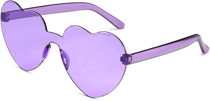 Fashion Heart Oversized Rimless Sunglasses One Piece Heart Shape Eyewear Colored Sunglasses for W... | Amazon (US)