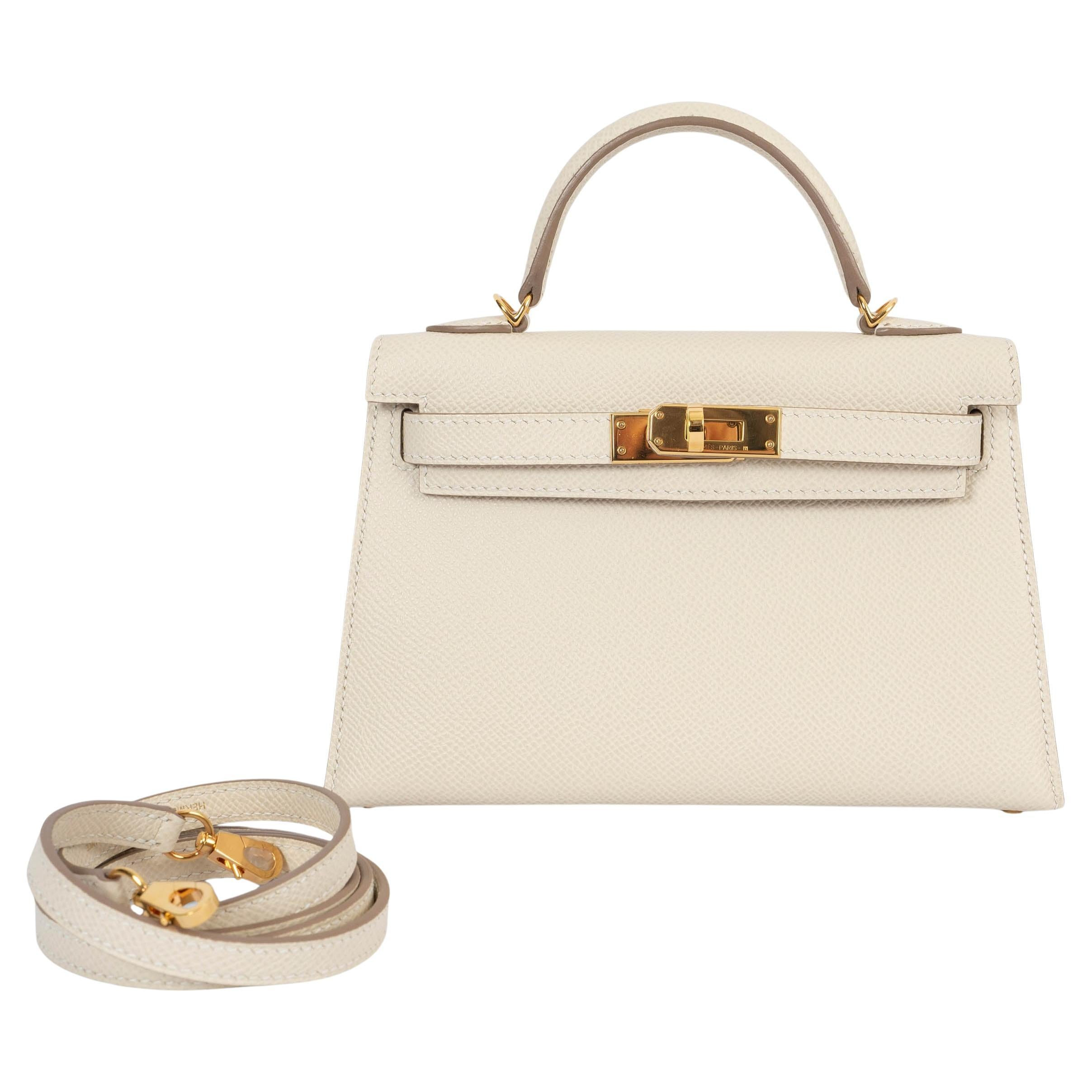 HERMES Craie cream Epsom leather MINI KELLY 20 SELLIER Bag Ghw For Sale at 1stDibs | 1stDibs