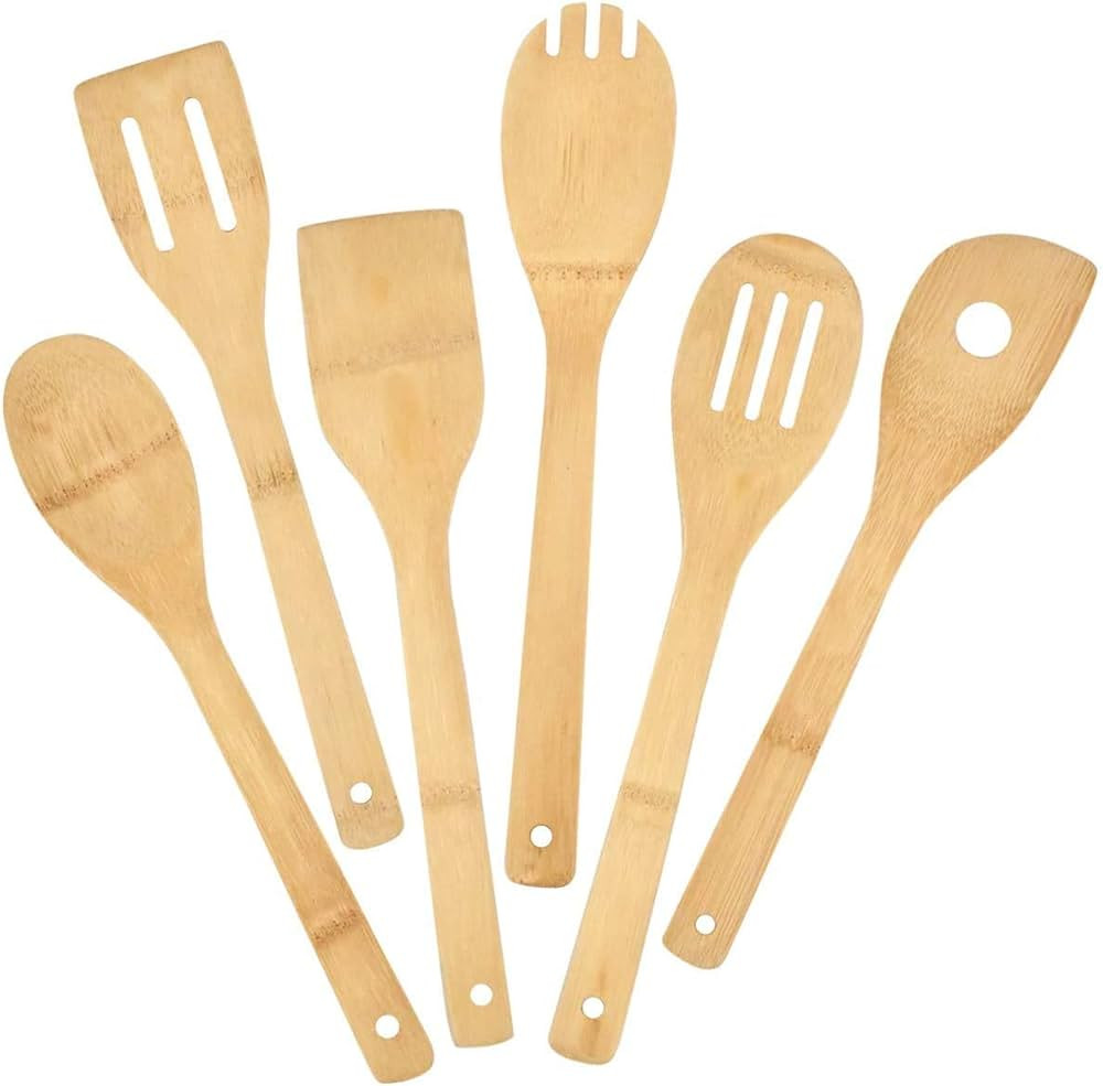 Pinsheng Bamboo Cooking Utensils Set 6 Pcs for Kitchen, Bamboo Kitchen Cookware Tool Set, Home Es... | Amazon (UK)