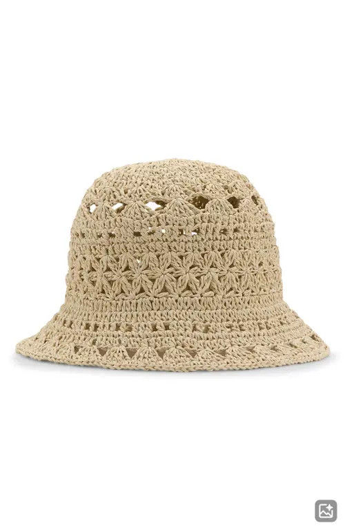 MANGO TEEN Woven Straw Bucket Hat in Beige at Nordstrom | Nordstrom