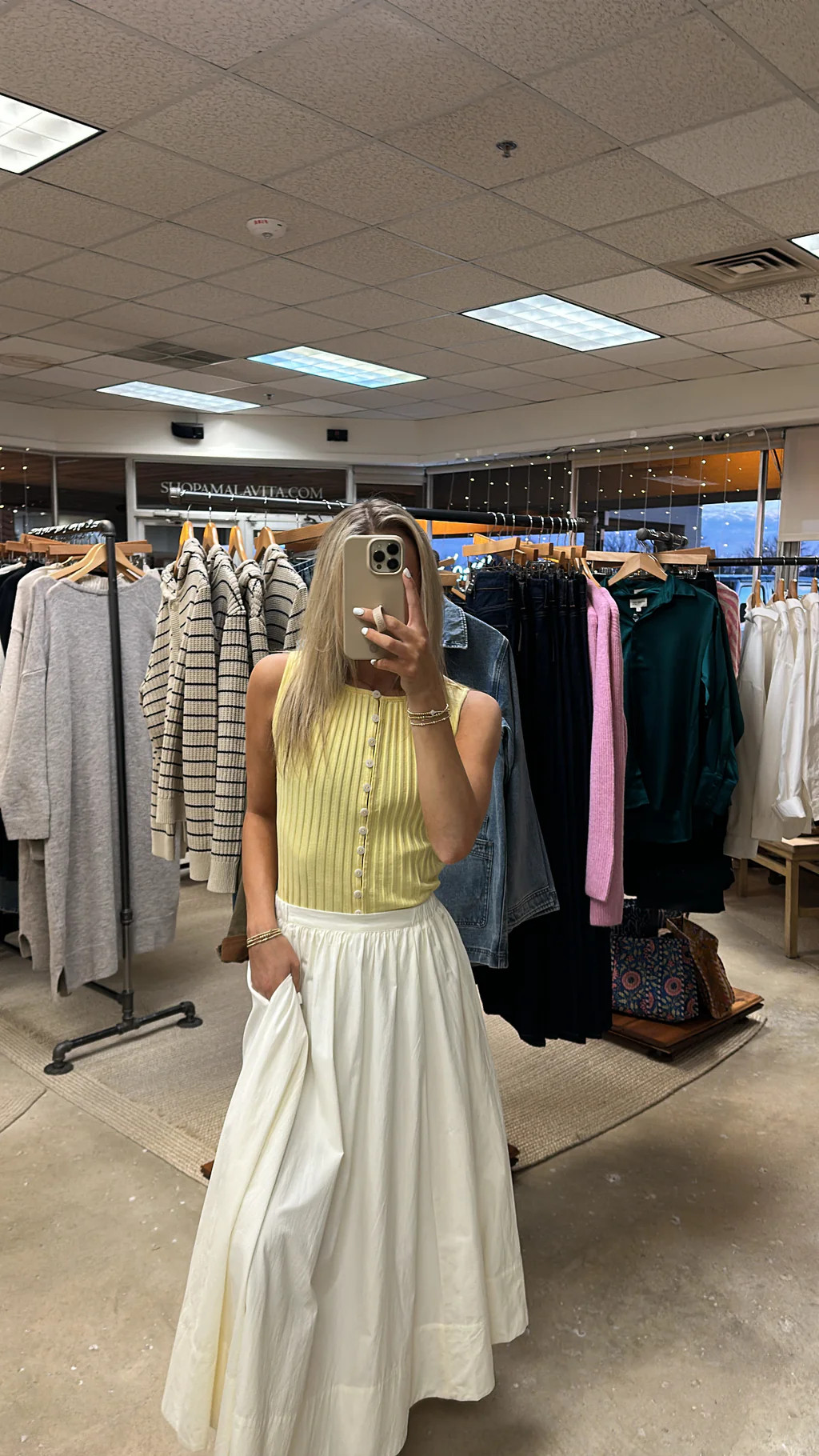 Camilla Flared Midi Skirt - Off White | Ama La Vita