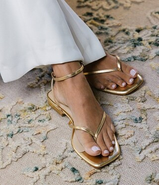 x Stephanie Covington Mary Leather Ankle Strap Thong Flat Sandals | Dillard's