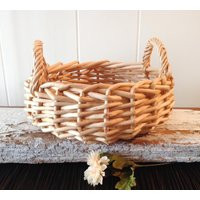 Vintage Woven Basket, Loop Handles, Thick Interlaced Natural Plant Fiber Decorative Boho Home Decor | Etsy (US)