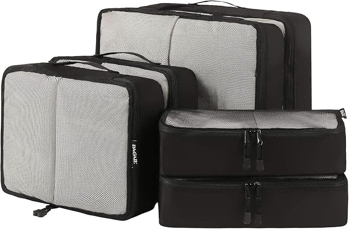 BAGAIL 6 Set Packing Cubes,3 Various Sizes Travel Luggage Packing Organizers(Black) | Amazon (US)