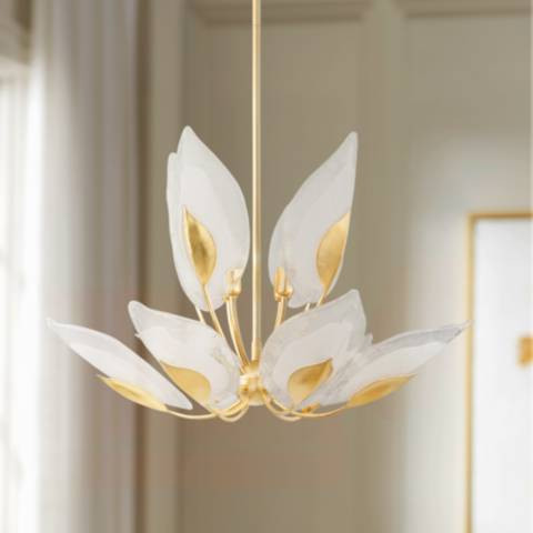 Hudson Valley Blossom 29" Wide Gold Leaf 10-Light Modern Chandelier | Lamps Plus