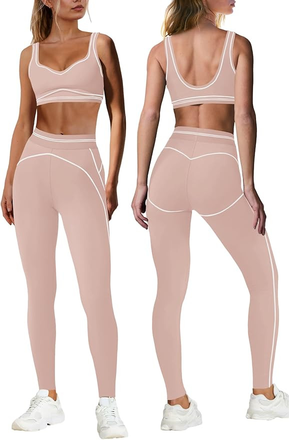 Nirovien Womens 2 Piece Workout Sets Athletic Yoga Sets Pilates Gym Outfits Butt Lifting Leggings... | Amazon (US)