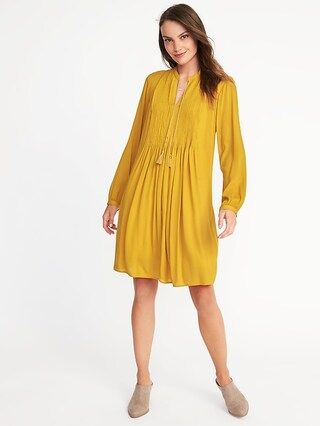 Old Navy Womens Pintucked Crepe Swing Dress For Women Golden Opportunity Size M | Old Navy US