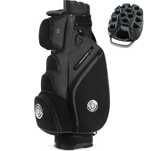 Shopsource Golf Bag, 14 Way Top Golf Bag with Full-Length Dividers, Cart Golf Bag for Men Women, Golf Club Bags with Ergonomic Padded Strap, Zippered Pockets, Rain Hood Grey and Black | Amazon (US)